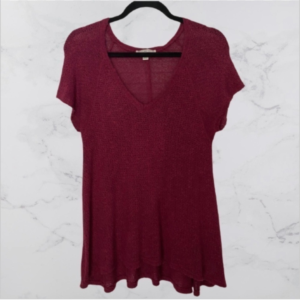 American Eagle V-Neck Light Pullover Sweater - Burgandy‌‌‌‌